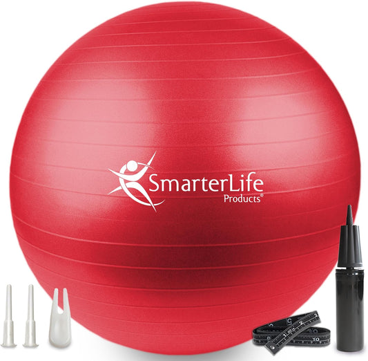 Exercise Ball for Yoga, Balance, Stability - Fitness, Pilates, Birthing, Therapy, Office Ball Chair, Flexible Seating - anti Burst, Non Slip, PRO Workout Guide by